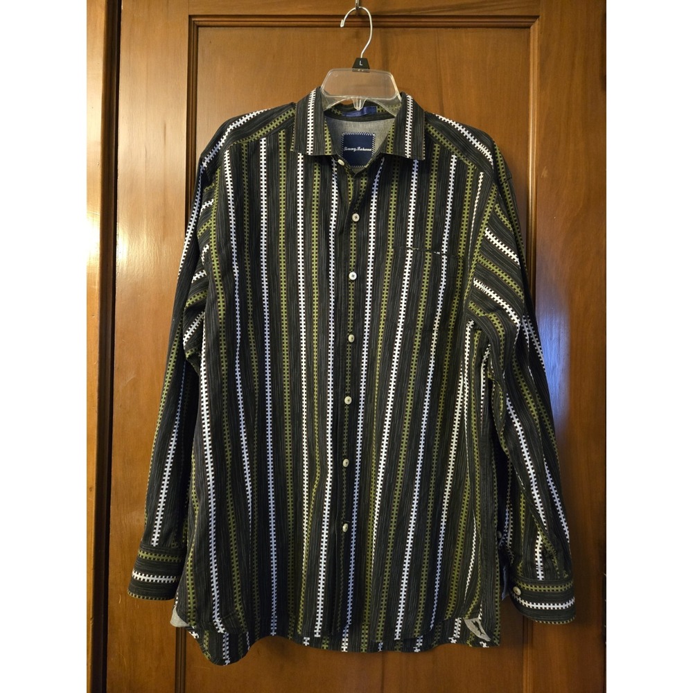 Tommy Bahama Men's Cotton Size Large Button Down Shirt 100% Cotton Colorful EUC